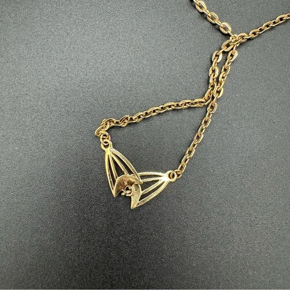 Vintage Multilayer Intricate Gold Tone Necklace with Large Pendant - Picture 8 of 16